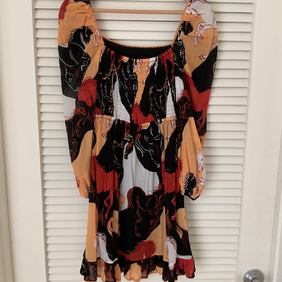 Chasing Unicorns Wild Horses Babydoll Dress Small - Picture 6 of 10